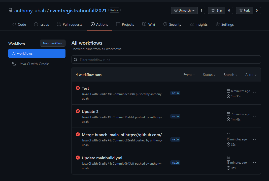 Results of workflow run